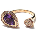 Pear-shaped open ring Amethyst Pink Gold