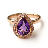 Pear-shaped ring Amethyst Pink Gold