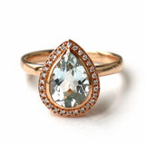 Pear-shaped ring Aquamarine Pink Gold