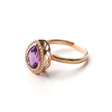 Pear-shaped ring Amethyst Pink Gold